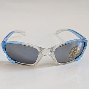 NWT Vintage 90's Kids Acetate Sporty Sunglasses (2 Tone Crystal Blue)